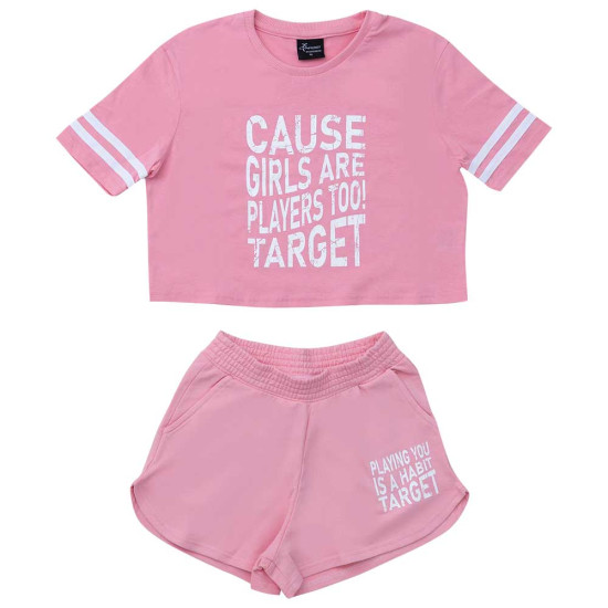 Target Παιδικό σετ Girls Crop Top & Shorts Single Jersey "Players'' Set